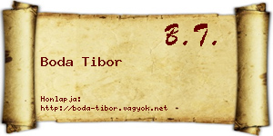 Boda Tibor névjegykártya